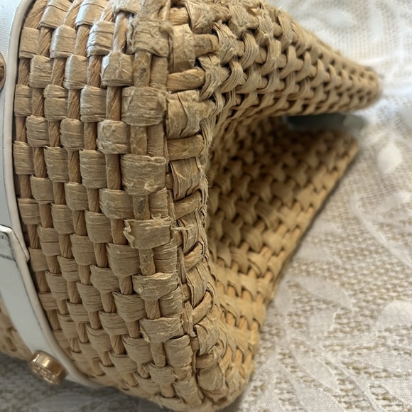 Spartina 449 Bamboo Moon Savannah Satchel Woven White Leather‎ Handbag - Picture 14 of 16